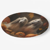 Assiettes En Carton hound afghan Chiot Automne Citrouille de plaisir (Angle)