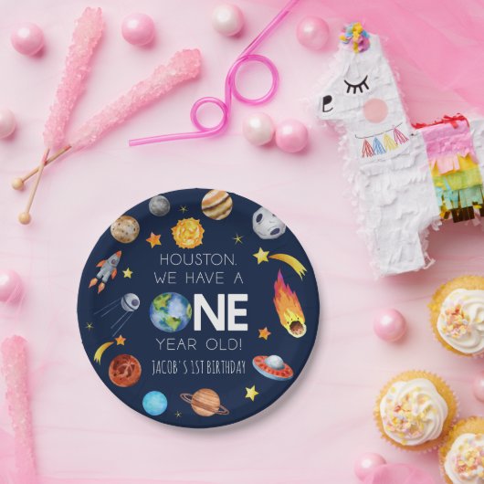 Assiettes En Carton Houston Nous avons un an 1er anniversaire fête (Fête)