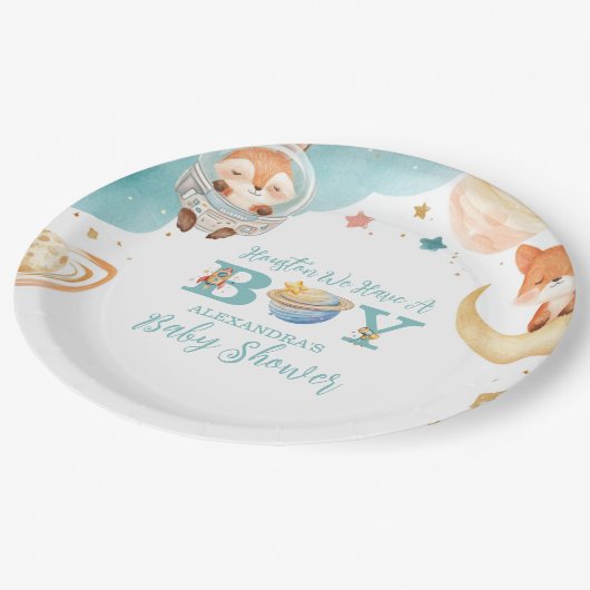 Assiettes En Carton Houston Nous Avons Un Garçon Baby shower Espace Ex (Angle)