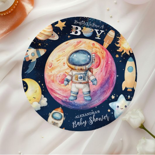 Assiettes En Carton Houston Nous Avons Un Garçon Baby shower Espace Ex