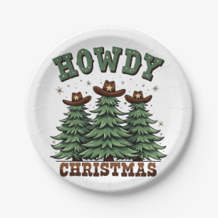 Assiettes En Carton Howdy Christmas Cactus Western Xmas
