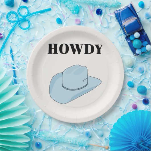 Assiettes En Carton Howdy Cowboy Casquette Baby Blue (Fête)