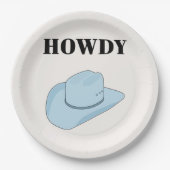 Assiettes En Carton Howdy Cowboy Casquette Baby Blue (Devant)