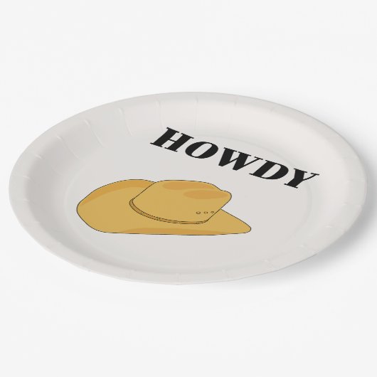 Assiettes En Carton Howdy Cowboy Hat Yellow (Angle)