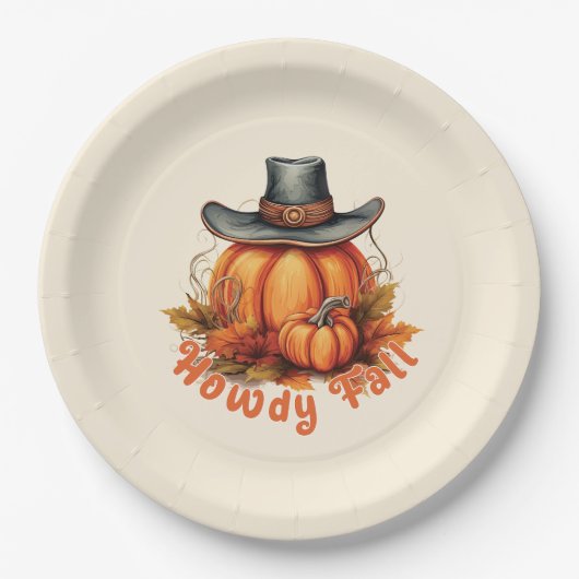 Assiettes En Carton Howdy Fall - Vibes d'automne rustiques (Devant)