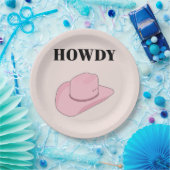 Assiettes En Carton Howdy Pink Cowboy Casquette (Fête)