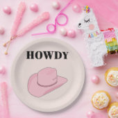 Assiettes En Carton Howdy Pink Cowboy Casquette (Fête)
