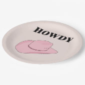 Assiettes En Carton Howdy Pink Cowboy Casquette (Angle)