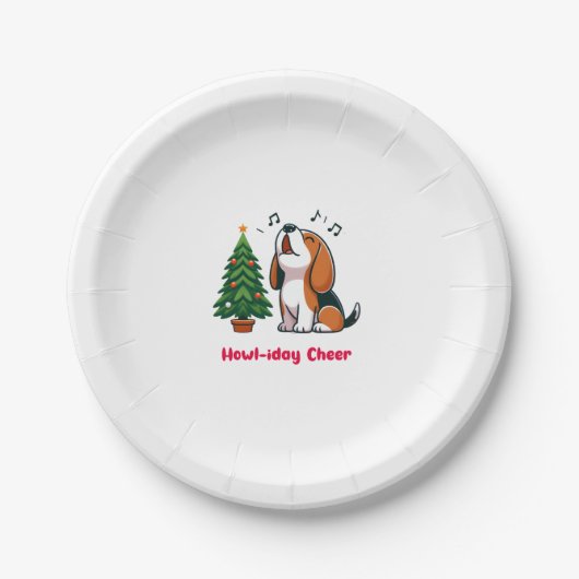 Assiettes En Carton Howl-iday Cheer Beagle Avec Un Design D'Arbre De N (Devant)