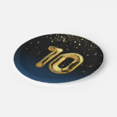 Assiettes En Carton Huile D'Or 10 Ballons Et Plaque De Papier Confetti (Angle)
