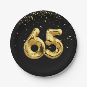 Assiettes En Carton Huile D'Or 65 Ballons Et Plaque De Papier Confetti