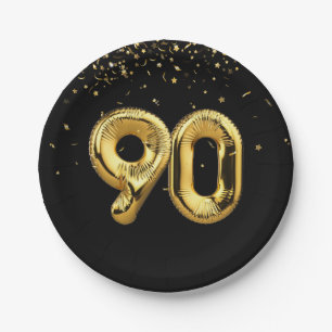 Assiettes En Carton Huile D'Or 90 Ballons Et Plaque De Papier Confetti