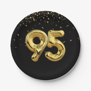 Assiettes En Carton Huile D'Or 95 Ballons Et Plaque De Papier Confetti