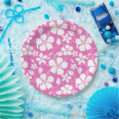 ASSIETTES EN CARTON HULA HAÏIENNE (HIBISCUS) ROSE (Fête)