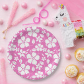 ASSIETTES EN CARTON HULA HAÏIENNE (HIBISCUS) ROSE (Fête)