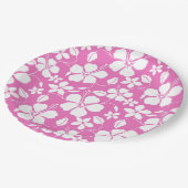 ASSIETTES EN CARTON HULA HAÏIENNE (HIBISCUS) ROSE (Angle)