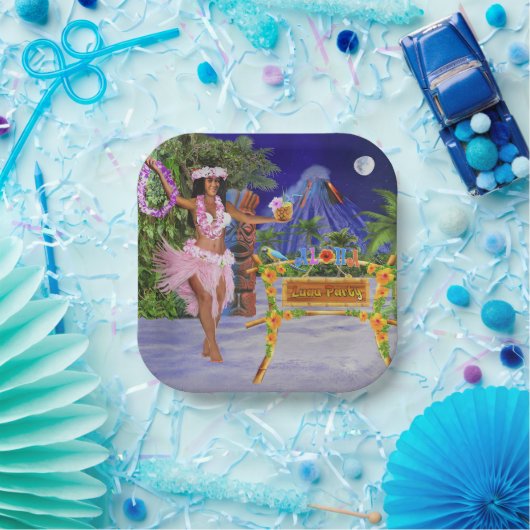 Assiettes En Carton Hula sur notre parti Luau (Fête)