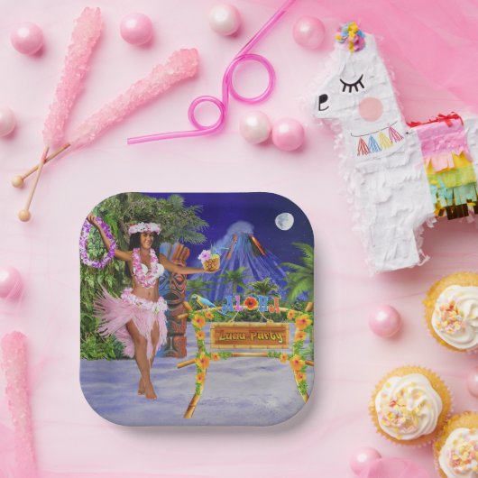 Assiettes En Carton Hula sur notre parti Luau (Fête)