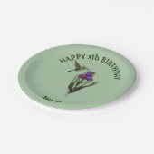 Assiettes En Carton Hummingbird Joyeux anniversaire Personnalisé (Angle)