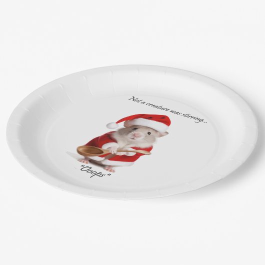 Assiettes En Carton Humour de Noël pas une créature remuait la souris (Angle)