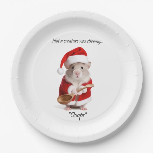Assiettes En Carton Humour de Noël pas une créature remuait la souris (Devant)