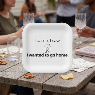 Assiettes En Carton Humour d'introverti Je suis venu J'ai vu J'aurais