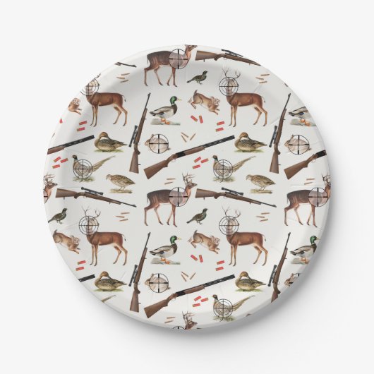 Assiettes En Carton Hunting Wildlife Outdoorsman Pattern (Devant)