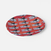 Assiettes En Carton Husky à Santa Hat Sur Rouge (Angle)