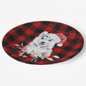 Assiettes En Carton Husky Noël Sur Plaque De Papier Plaid Buffalo (Angle)