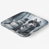 Assiettes En Carton Husky Sibérien Avec Snowman (Angulaire)