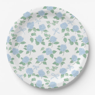 Assiettes En Carton Hydrangea Bleu Tendance et Rubans