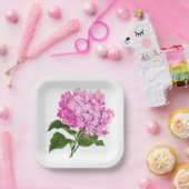Assiettes En Carton Hydrangea Blossom rose antique (Fête)