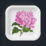 Assiettes En Carton Hydrangea Blossom rose antique<br><div class="desc">Une illustration ancienne d'une jolie fleur d'hortensia rose occupe le devant de la scène sur cette plaque de fête en papier et coordonne parfaitement les événements divers,  des douches nuptiales aux baby showers et tout ce qui se trouve entre les deux.</div>