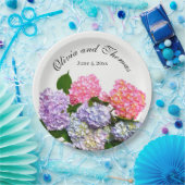 Assiettes En Carton Hydrangea Bouquet rose bleu violet fleuri (Fête)