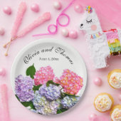 Assiettes En Carton Hydrangea Bouquet rose bleu violet fleuri (Fête)