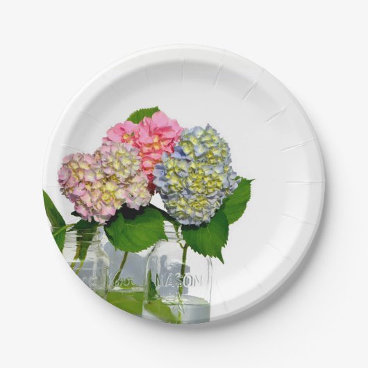 Assiettes En Carton Hydrangea et jar Mason (Devant)