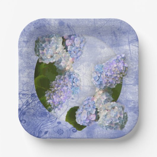 Assiettes En Carton Hydrangea Fantaisie  (Recto)