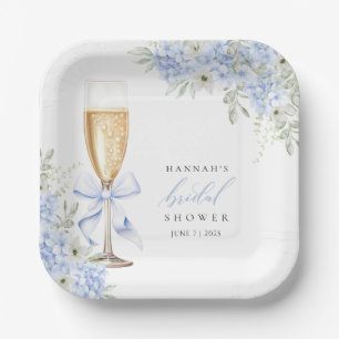 Assiettes En Carton Hydrangea Fête de Mariage Florale Bleue