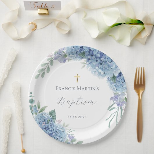 Assiettes En Carton Hydrangea floral  Baptism (Mariage)