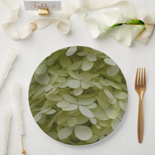 Assiettes En Carton Hydrangea Floral Celadon Vert (Mariage)