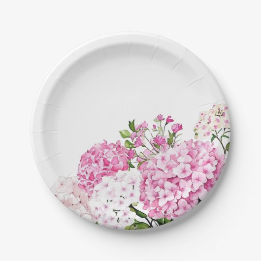 Assiettes En Carton Hydrangea Rose (Devant)