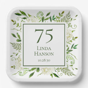 Assiettes En Carton Hydrangeas blanches pour 75e anniversaire
