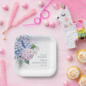 Assiettes En Carton Hydrangeas bleu rose 60e anniversaire (Fête)