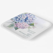 Assiettes En Carton Hydrangeas bleu rose 65e anniversaire (Angulaire)