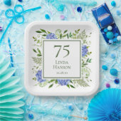 Assiettes En Carton Hydrangeas Bleus pour les 75 ans (Fête)