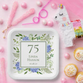 Assiettes En Carton Hydrangeas Bleus pour les 75 ans (Fête)