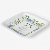 Assiettes En Carton Hydrangeas Bleus pour les 75 ans (Angulaire)