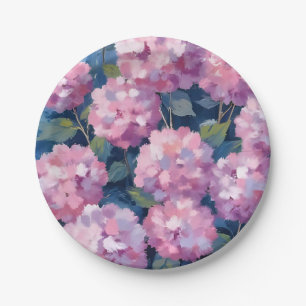 Assiettes En Carton Hydrangeas Florales Rose Tendre