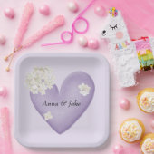 Assiettes En Carton Hydrangée blanche sur violet (Fête)