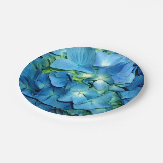 Assiettes En Carton Hydrangée bleue (Angle)